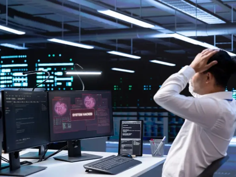 Visual of Data Loss Prevention (DLP) system monitoring data flows, with real-time controls and security policies in action.