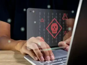 Illustration showing a business implementing PCI DSS compliance measures to protect payment card data from cyber threats.